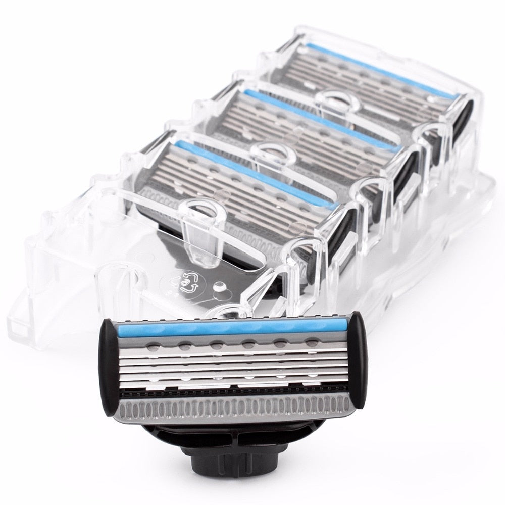 QShave It Blue Series Manual Shaving Razor Blade for Man Blade Refill X5 Blade Plus 1 Trimmer Blade - KiwisLove