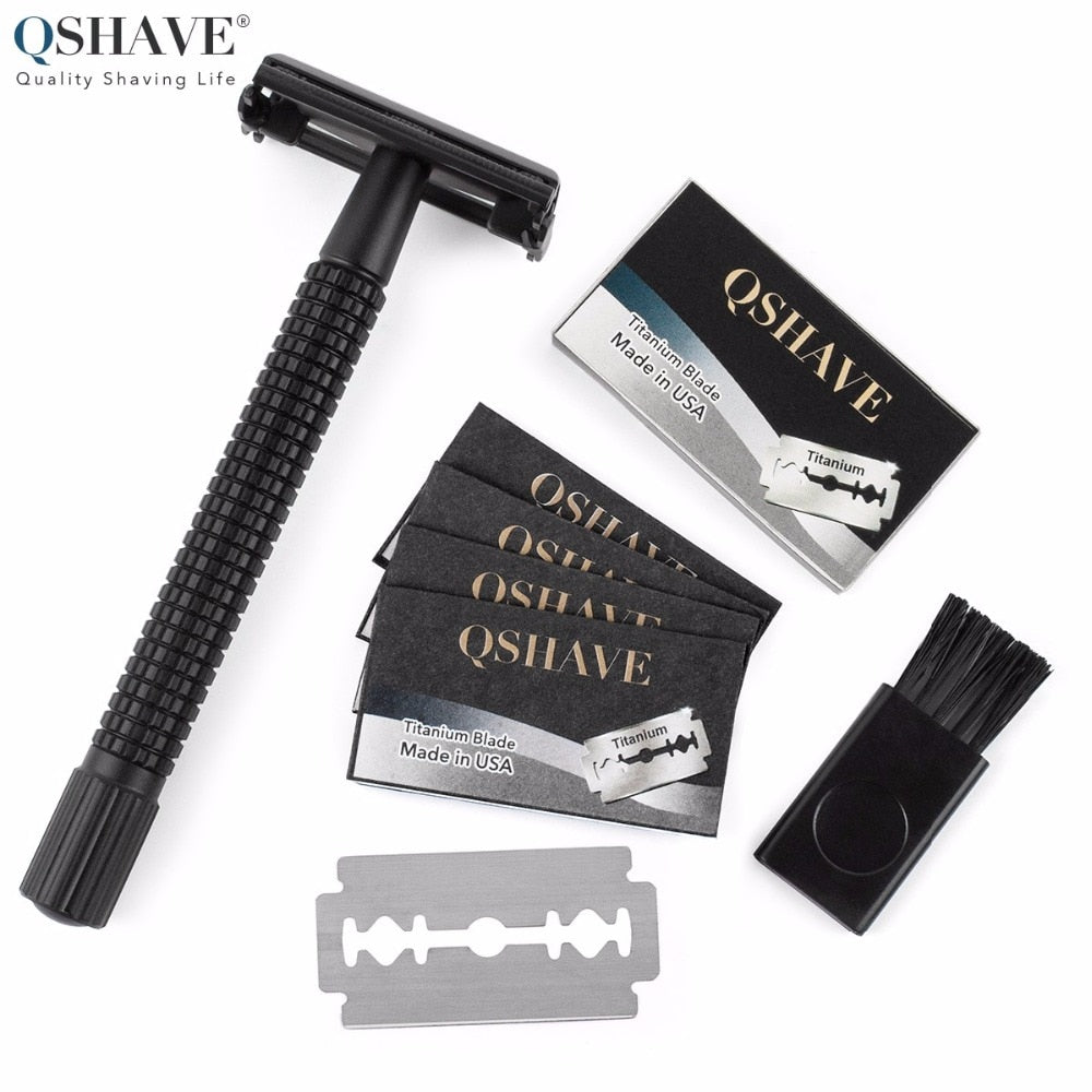 Qshave IT Matte Black Steel Coating Safety Razor with 5 blades - KiwisLove