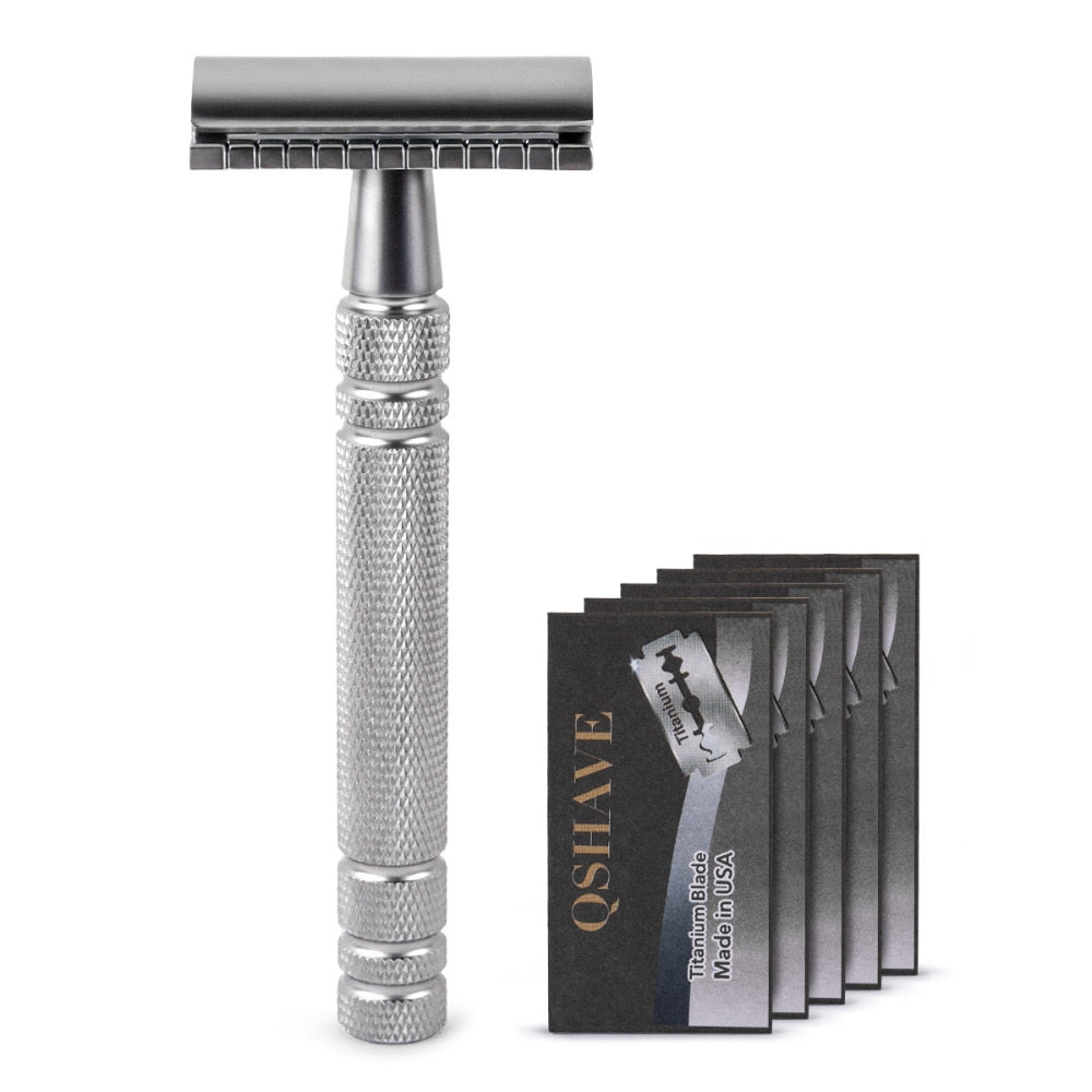 Qshave  Classic  Razor Double Edge Blade Copper Handle with 5 pcs blades - KiwisLove