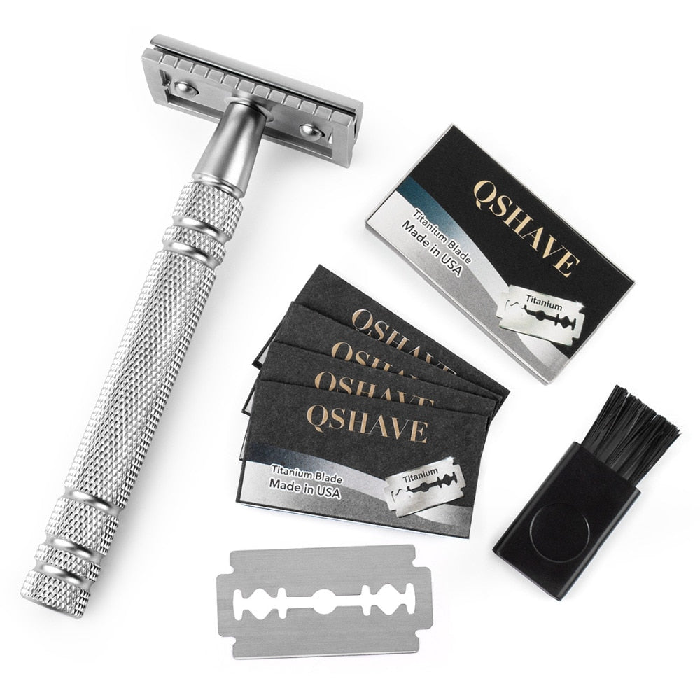 Qshave  Classic  Razor Double Edge Blade Copper Handle with 5 pcs blades - KiwisLove