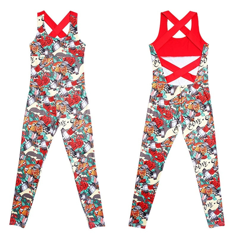 Women Yoga Set  Siamese Gym Wear Running Tracksuit Workout Jumpsuits - KiwisLove