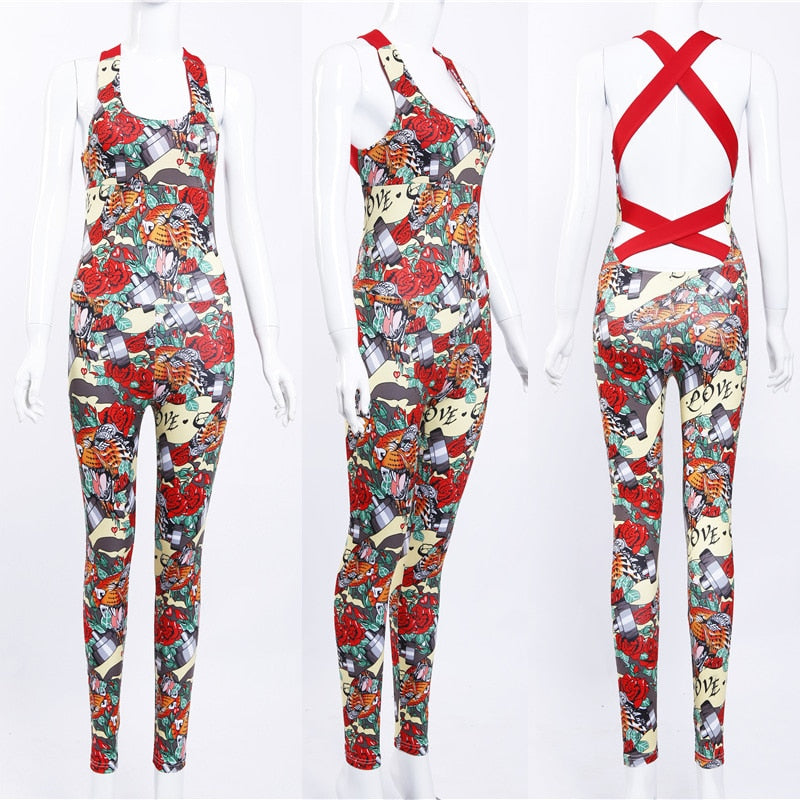 Women Yoga Set  Siamese Gym Wear Running Tracksuit Workout Jumpsuits - KiwisLove