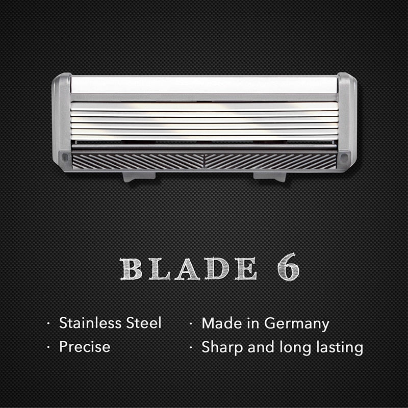 Qshave Black Spider New 6 Blade Razor Shaver for Man  (1pc Handle, 2pc Germany X6 Blade) - KiwisLove