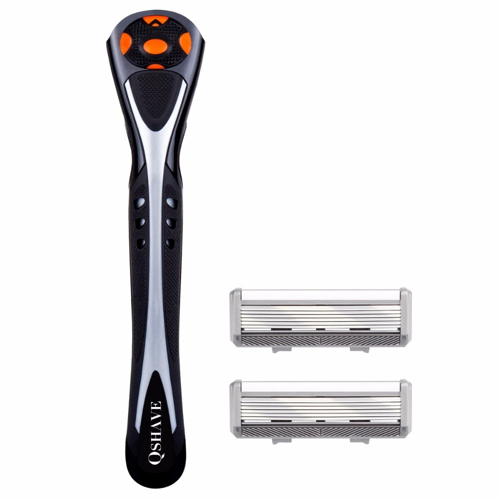 Qshave Black Spider New 6 Blade Razor Shaver for Man  (1pc Handle, 2pc Germany X6 Blade) - KiwisLove