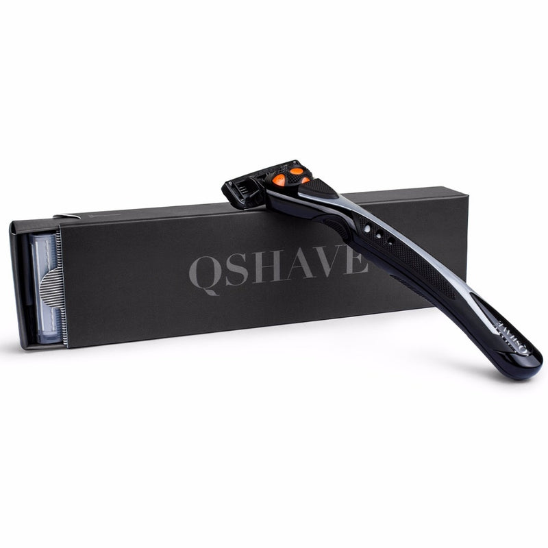 Qshave Black Spider New 6 Blade Razor Shaver for Man  (1pc Handle, 2pc Germany X6 Blade) - KiwisLove