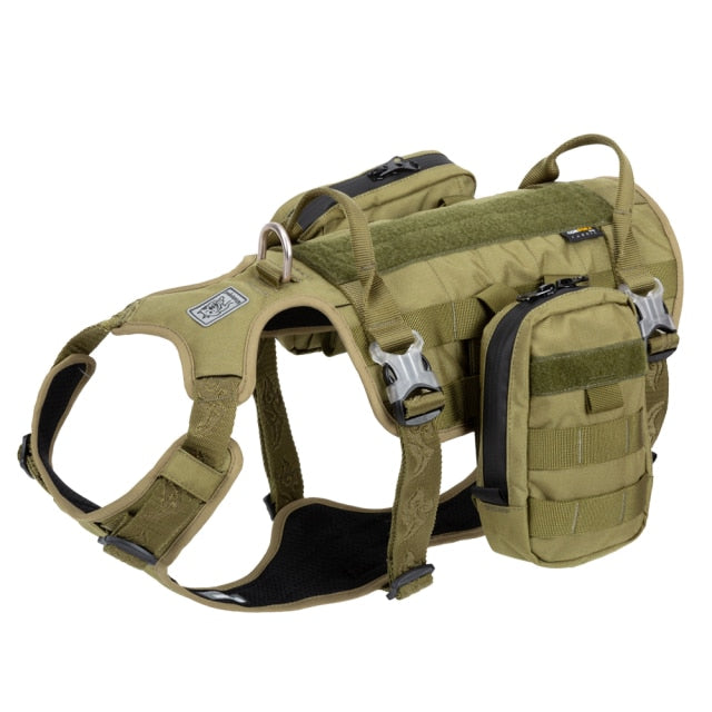 TRUELOVE Dog Harness Tactical Training Military Backpack Service Dog Harness with Dupont Cordura Waterproof Fabric YH1805 - KiwisLove