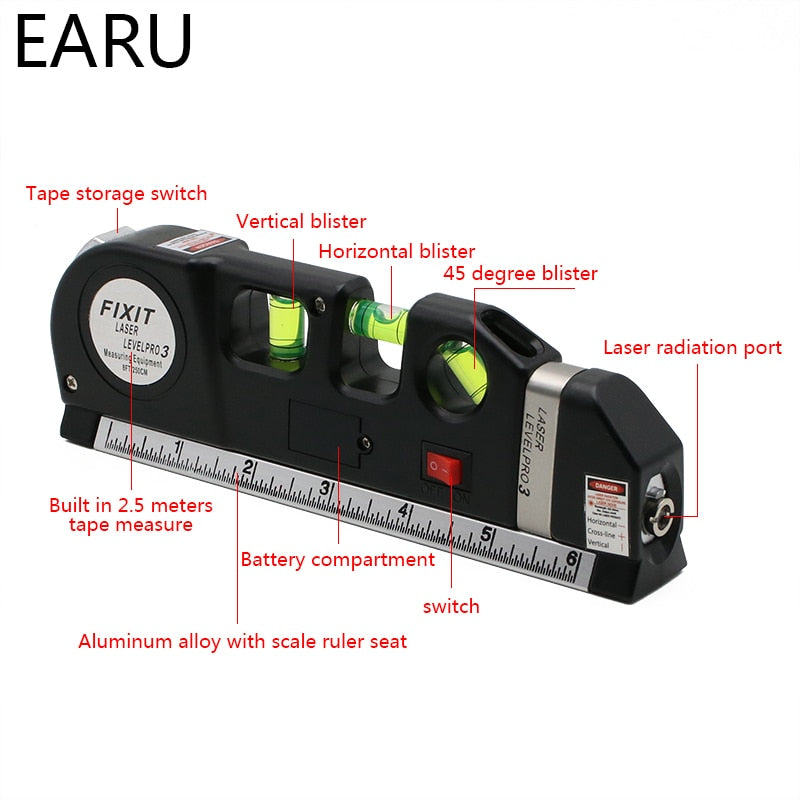 Laser Level Horizon Vertical Measure Aligner Standard  Rulers Multipurpose - KiwisLove