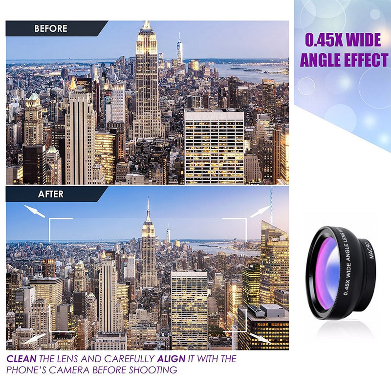 APEXEL Lens kit 0.45x Super Wide Angle & 12.5x Macro HD iPhone 6S 7 Xiaomi - KiwisLove