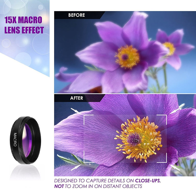 APEXEL Lens kit 0.45x Super Wide Angle & 12.5x Macro HD iPhone 6S 7 Xiaomi - KiwisLove