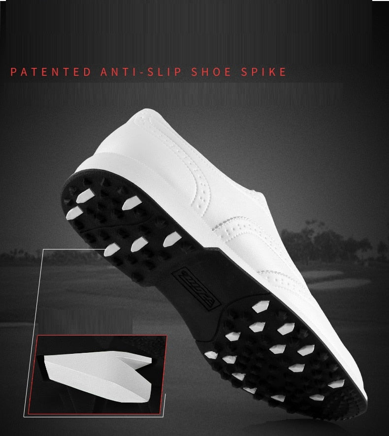 PGM Leather Golf Shoes Mens Waterproof England Style Anti-Skid Breathable Sneakers - KiwisLove