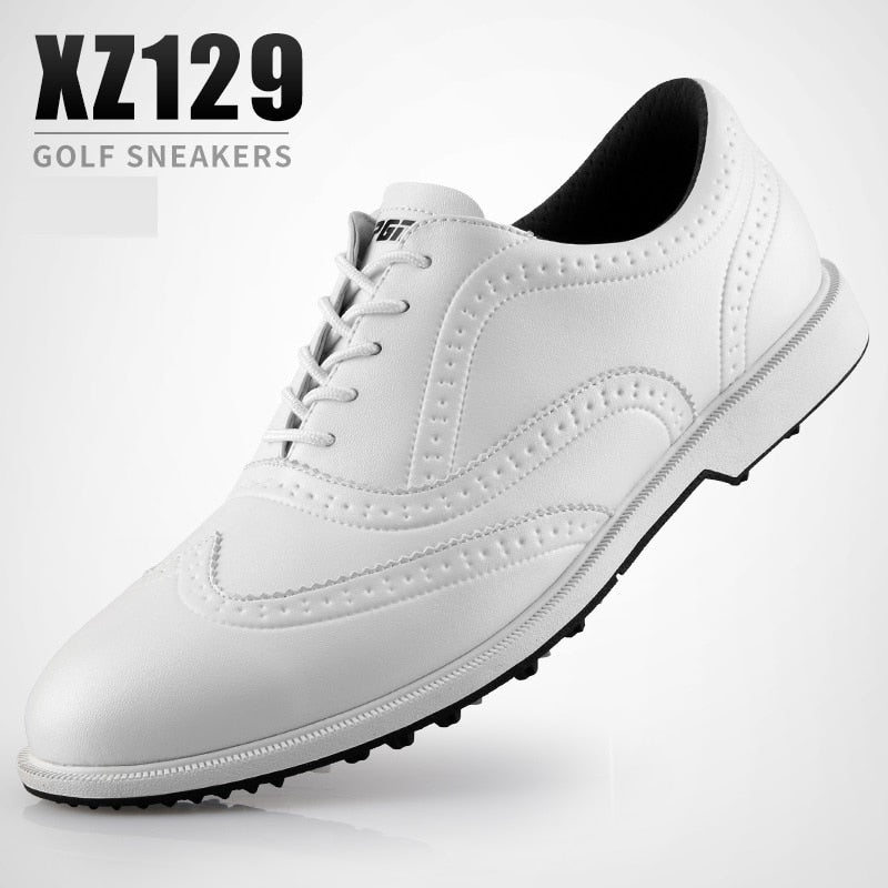 PGM Leather Golf Shoes Mens Waterproof England Style Anti-Skid Breathable Sneakers - KiwisLove