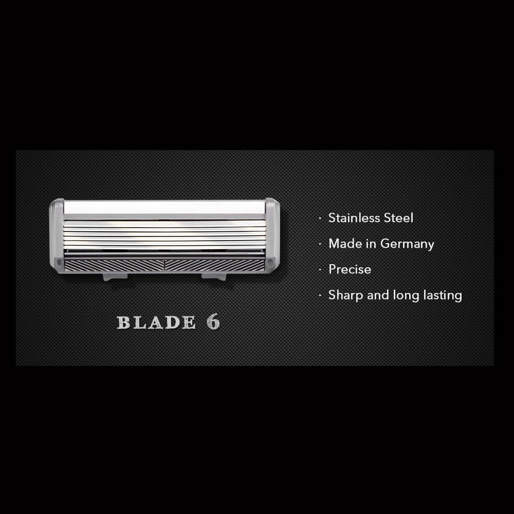 Qshave Black Spider New 6 Blade System Man Manual Shaving Razor  X6 Blade with Trimmer Blade - KiwisLove