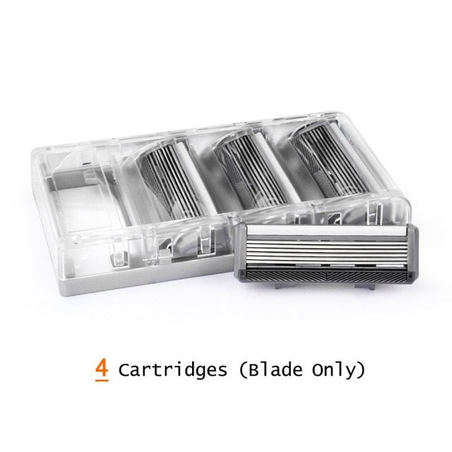 Qshave Black Spider New 6 Blade System Man Manual Shaving Razor  X6 Blade with Trimmer Blade - KiwisLove