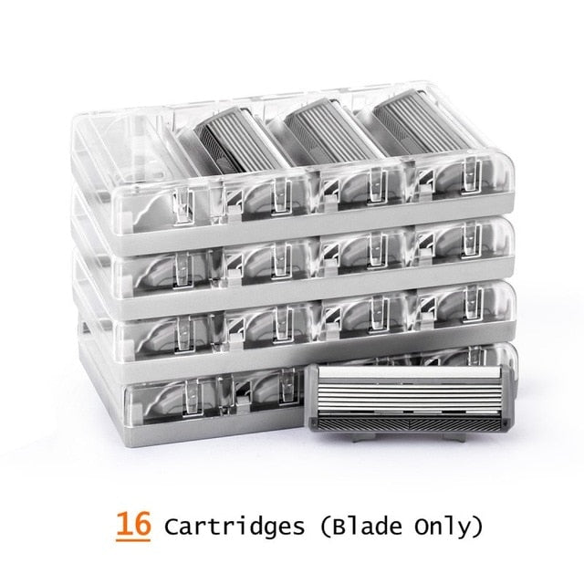 Qshave Black Spider New 6 Blade System Man Manual Shaving Razor  X6 Blade with Trimmer Blade - KiwisLove