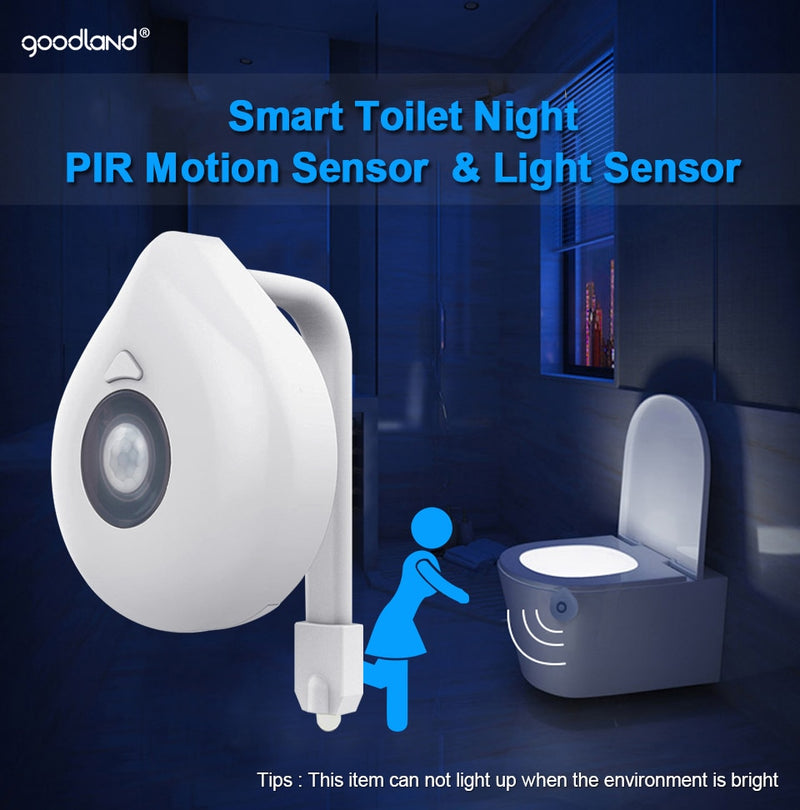 Toilet Night Light Waterproof Backlight Commode Bowl Smart Pir