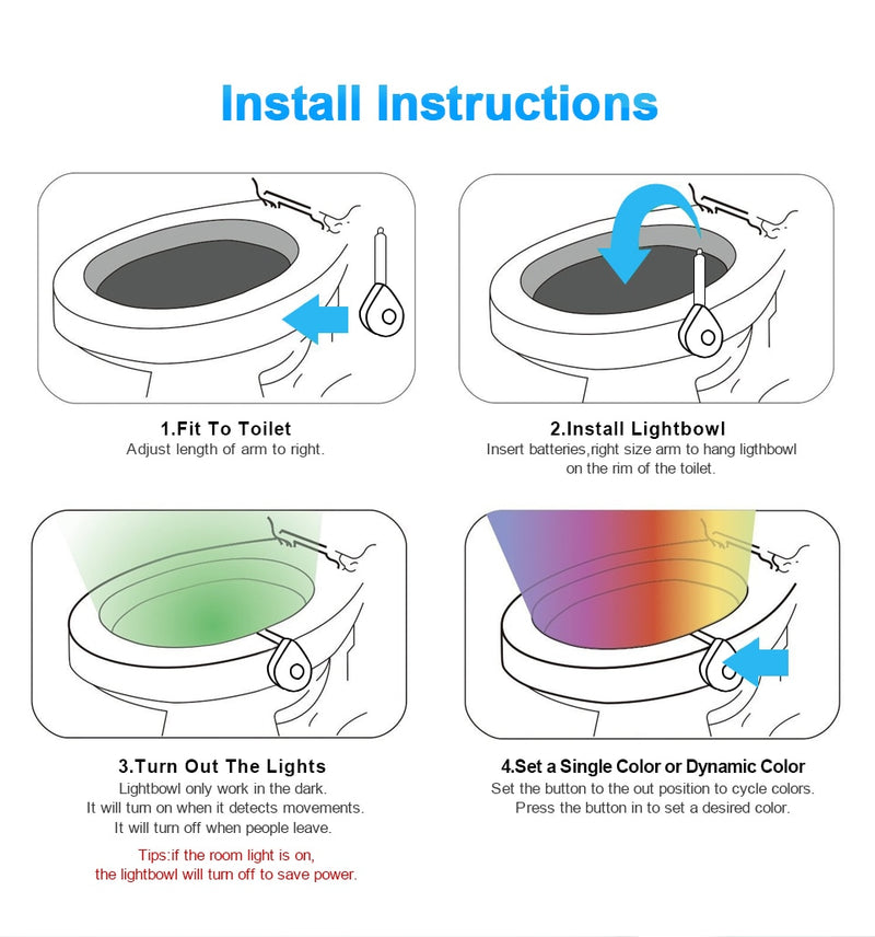 LED Toilet Light PIR Motion Sensor Night Lamp WC Toilet Bowl Seat - KiwisLove