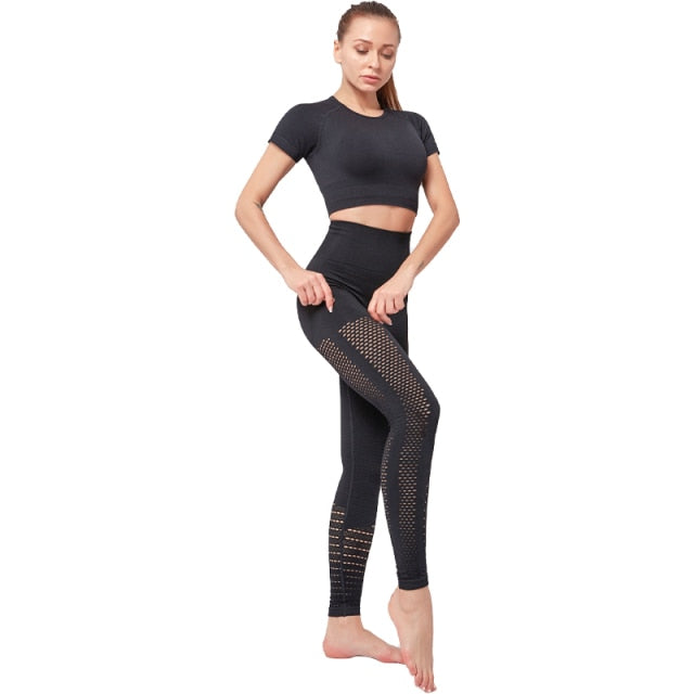 Yoga Suits Short Shirt Seamless Leggings Outfits Women Fitness Gym Wear Running Clothing - KiwisLove