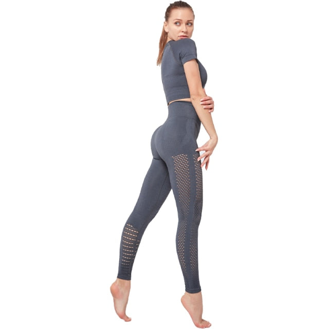 Yoga Suits Short Shirt Seamless Leggings Outfits Women Fitness Gym Wear Running Clothing - KiwisLove