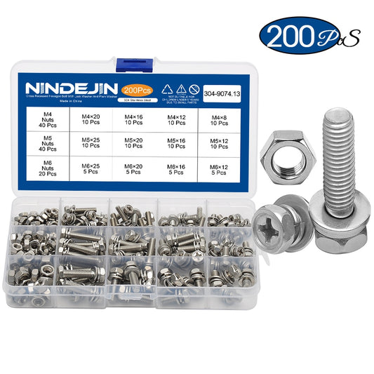Cross recessed Phillips hex head screw nut and washer three sem screw set - KiwisLove