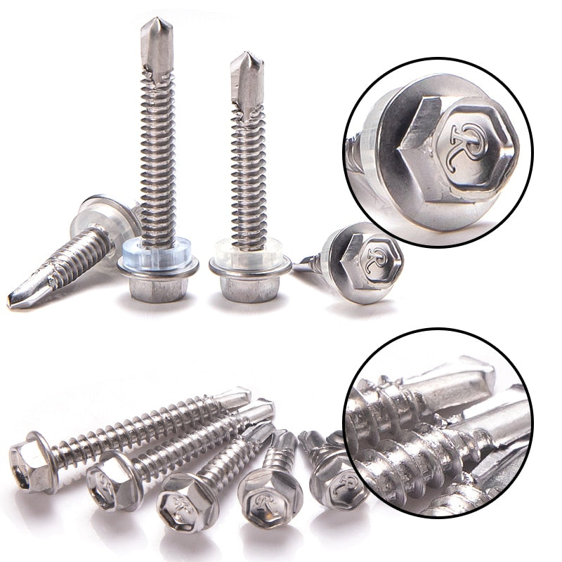 286pcs  410 Stainless Steel Hexagon Flange Self-drilling Tapping Screws Kit - KiwisLove