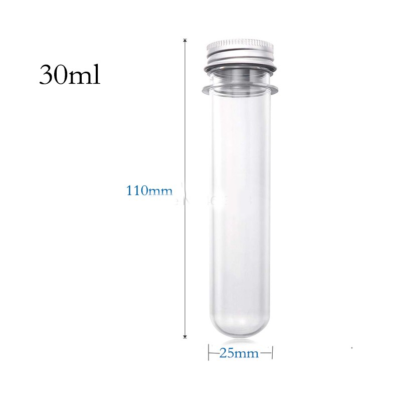 25pcs 30ml Excellent Plastic Transparent Test Tubes With Aluminum Cap - KiwisLove