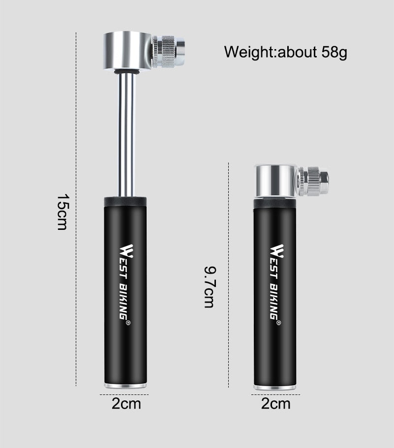 WEST BIKING Hand Mini Bicycle Pump Tire Air Inflator Schrader Presta Valve Ball Needle Hose MTB Accessories Portable Bike Pump - KiwisLove
