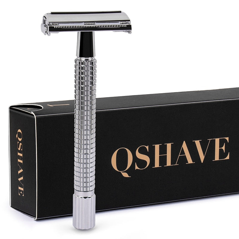 Qshave Double Edge Safety Razor Long Handle Butterfly Open with 5 Blades

- KiwisLove