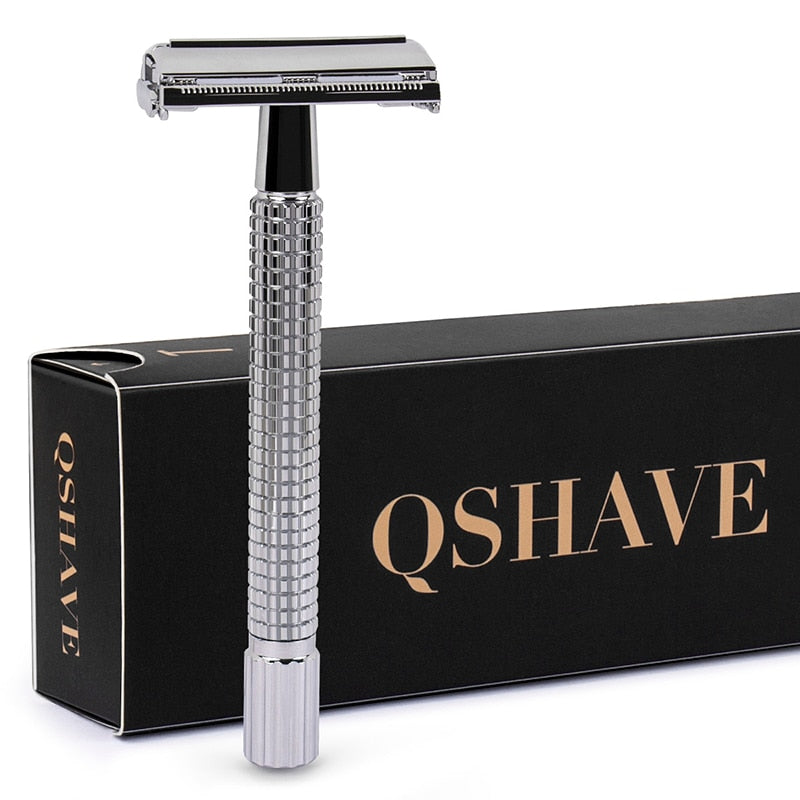 Qshave Double Edge Safety Razor Long Handle Butterfly Open  1 Handle + 5 blades - KiwisLove