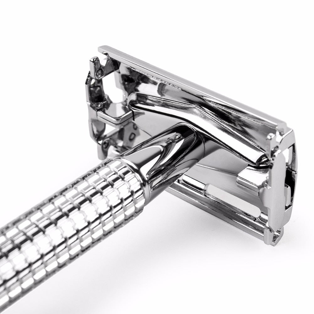 Qshave Double Edge Safety Razor Long Handle Butterfly Open  1 Handle + 5 blades - KiwisLove