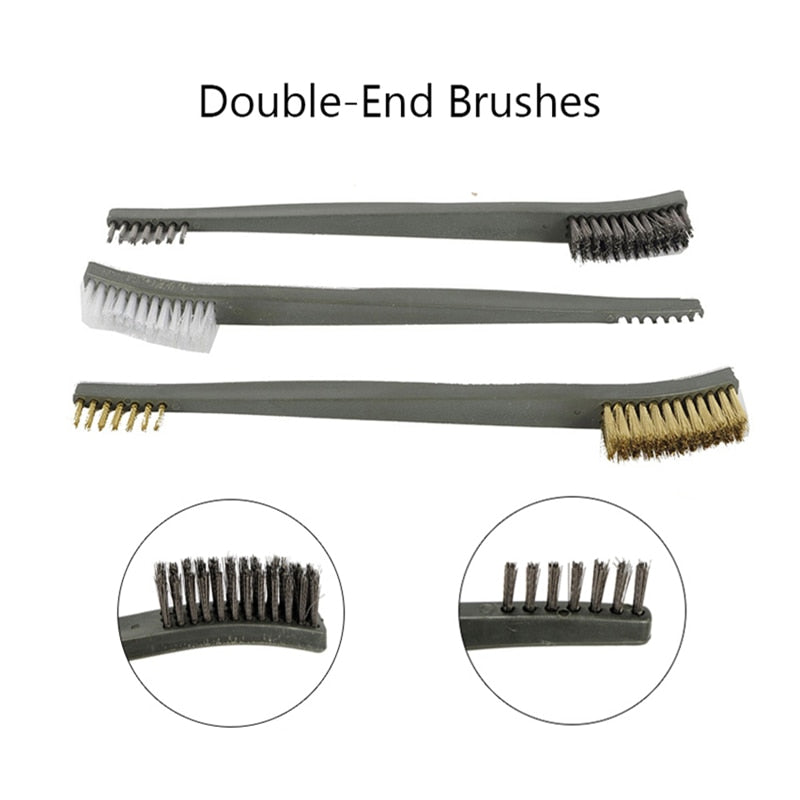 7pcs/Set 3pcs Steel Wire Brush + 4pcs Nylon Pick Set Universal Gun Hunting Cleaning Kit Tactical Rifle Pistol Gun Cleaning Tool - KiwisLove