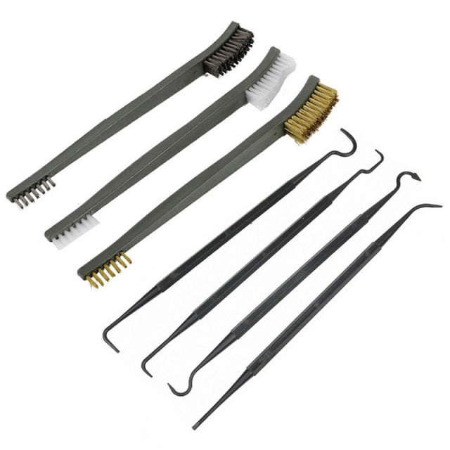 7pcs/Set 3pcs Steel Wire Brush + 4pcs Nylon Pick Set Universal Gun Hunting Cleaning Kit Tactical Rifle Pistol Gun Cleaning Tool - KiwisLove