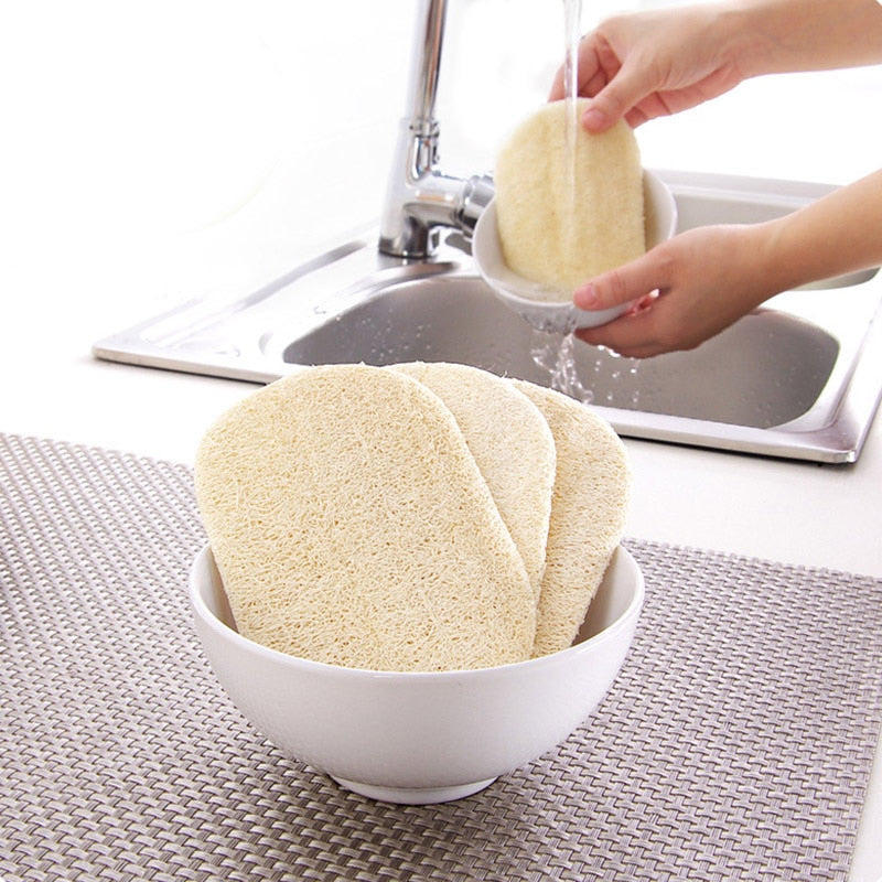 3pcs Loofah Dishwashing Cloth Scrub Pad Dish Bowl Pot Easy To Clean - KiwisLove