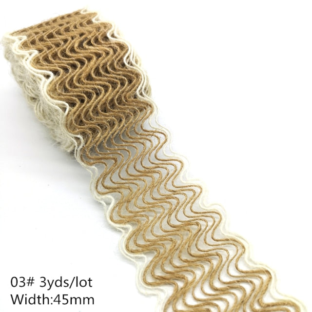 3 yards Natural Jute Burlap Hessian Jute Ribbon Twine Flower Pattern Wedding Party Supplies Burlap Ribbon DIY Burlap Rope Craft - KiwisLove