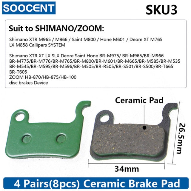 4 Pair MTB Hydraulic Disc Ceramics Brake Pads  SHIMANO SRAM AVID HAYES Magura - KiwisLove