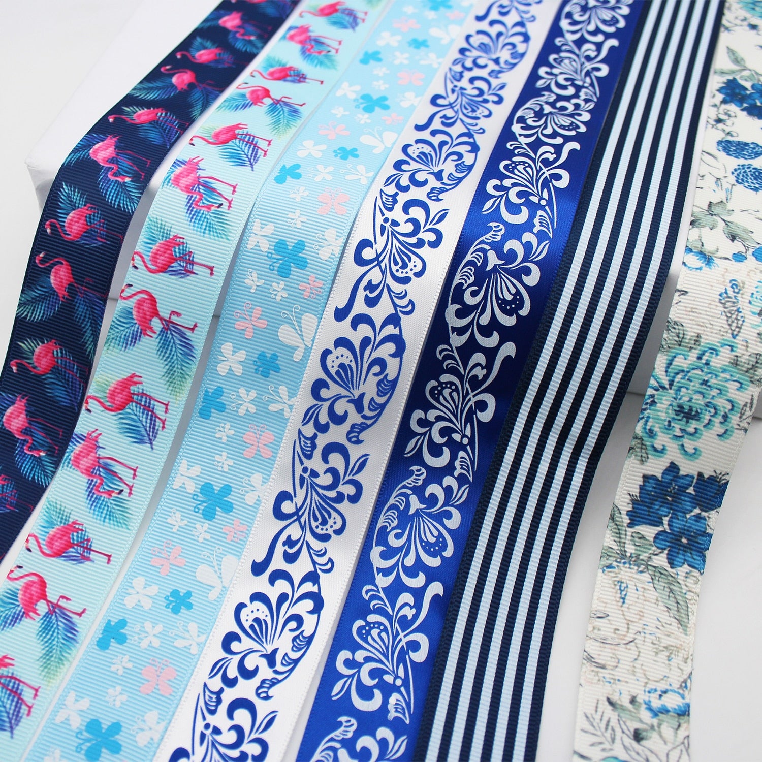 Blue Tapes Printed Grosgrain Satin Ribbons Dot Heart Star Gingham Velvet For DIY - KiwisLove