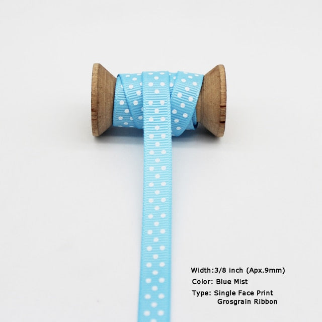 Blue Tapes Printed Grosgrain Satin Ribbons Dot Heart Star Gingham Velvet For DIY - KiwisLove