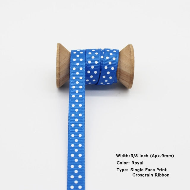 Blue Tapes Printed Grosgrain Satin Ribbons Dot Heart Star Gingham Velvet For DIY - KiwisLove