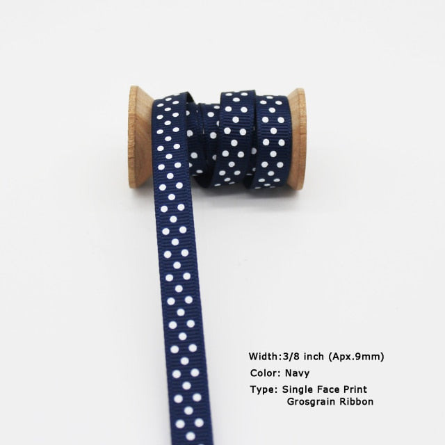 Blue Tapes Printed Grosgrain Satin Ribbons Dot Heart Star Gingham Velvet For DIY - KiwisLove