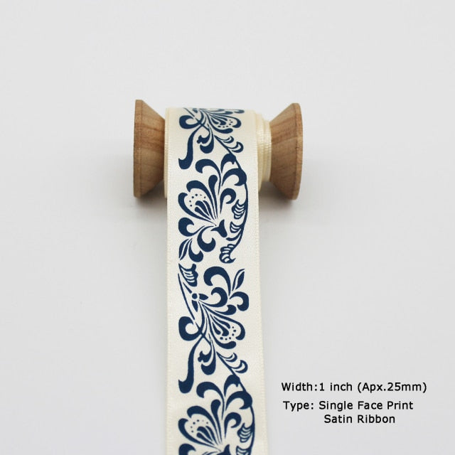 Blue Tapes Printed Grosgrain Satin Ribbons Dot Heart Star Gingham Velvet For DIY - KiwisLove