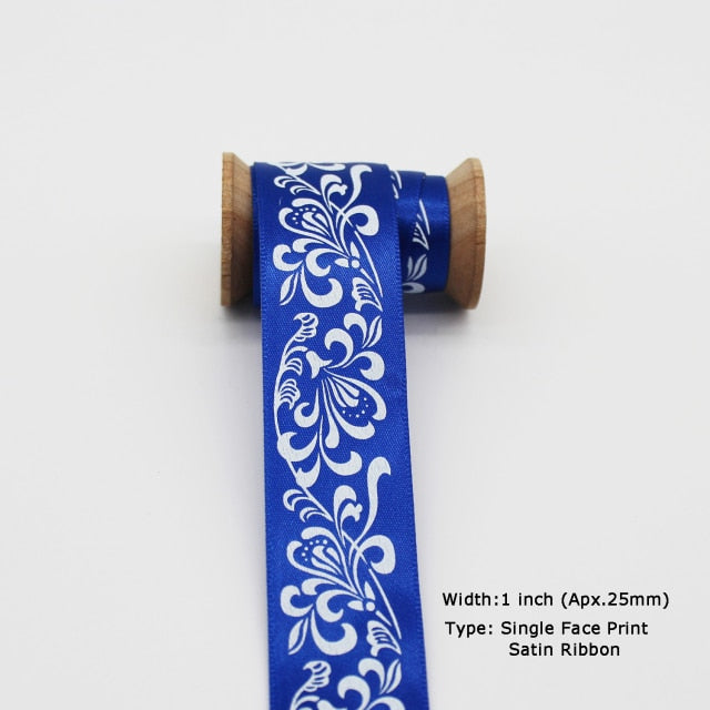 Blue Tapes Printed Grosgrain Satin Ribbons Dot Heart Star Gingham Velvet For DIY - KiwisLove