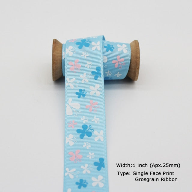 Blue Tapes Printed Grosgrain Satin Ribbons Dot Heart Star Gingham Velvet For DIY - KiwisLove