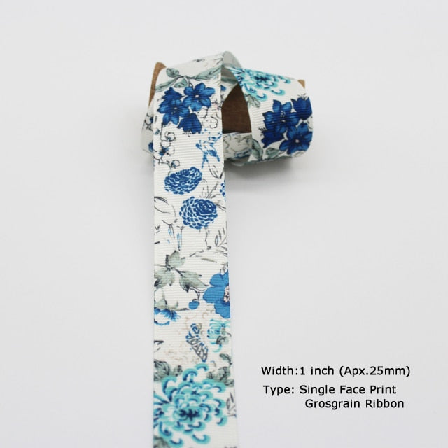 Blue Tapes Printed Grosgrain Satin Ribbons Dot Heart Star Gingham Velvet For DIY - KiwisLove