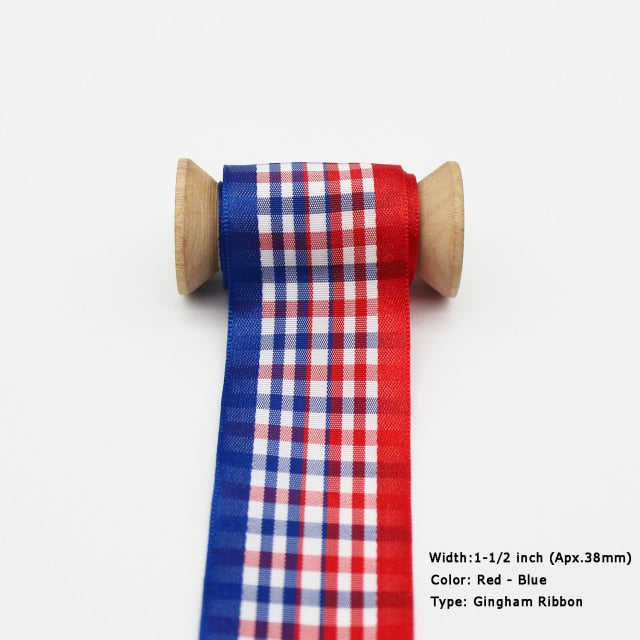 Blue Tapes Printed Grosgrain Satin Ribbons Dot Heart Star Gingham Velvet For DIY - KiwisLove