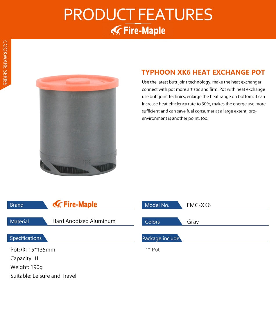 Fire Maple FMC-XK6  Heat Exchanger Pot 1L - KiwisLove