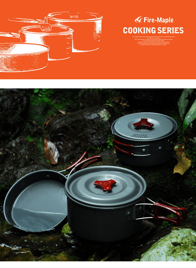 Fire Maple Camping fry pan pot  spoon sponge + 2 bowls  Set - KiwisLove
