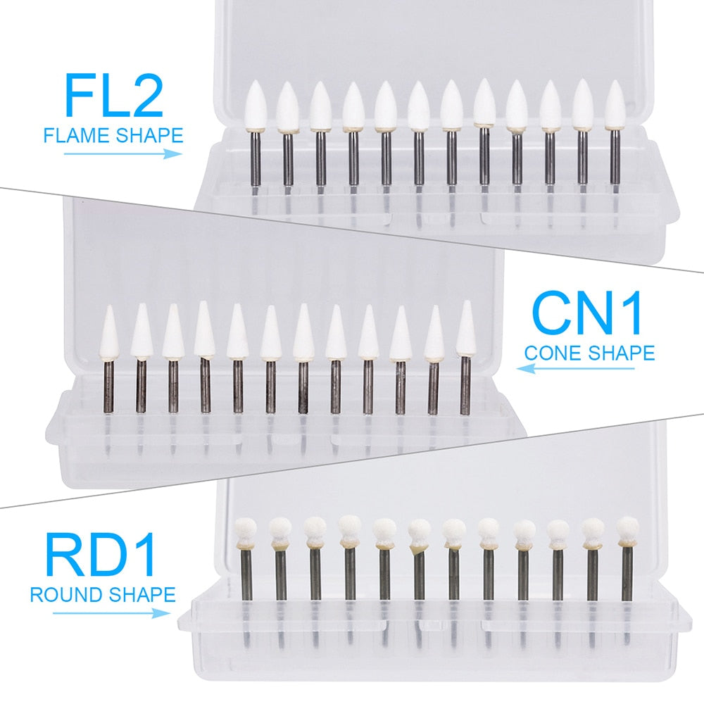 AZDENT 12Pcs/Pack Dental Polishing Stone Handpiece Polishing Burs - KiwisLove
