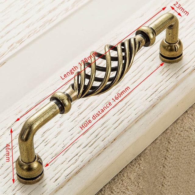 Vintage Antique Bronze Cabinet Handles Hollow Out Birdcage Handles - KiwisLove