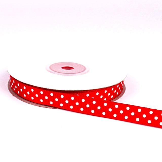 Polka Dots Printed Grosgrain Ribbons Wedding Festival Party Decorations Bow Craft Card Gifts Wrapping Supplies DIY 10mm 5Yards - KiwisLove