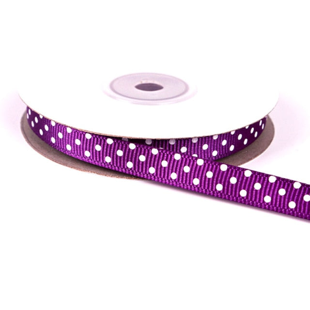 Polka Dots Printed Grosgrain Ribbons Wedding Festival Party Decorations Bow Craft Card Gifts Wrapping Supplies DIY 10mm 5Yards - KiwisLove