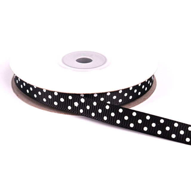 Polka Dots Printed Grosgrain Ribbons Wedding Festival Party Decorations Bow Craft Card Gifts Wrapping Supplies DIY 10mm 5Yards - KiwisLove